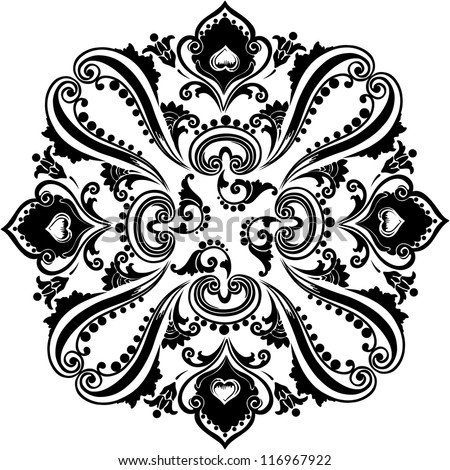 Abstract  black floral swirling ornament