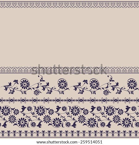 Seamless border floral pattern, edge of fabric, wallpaper