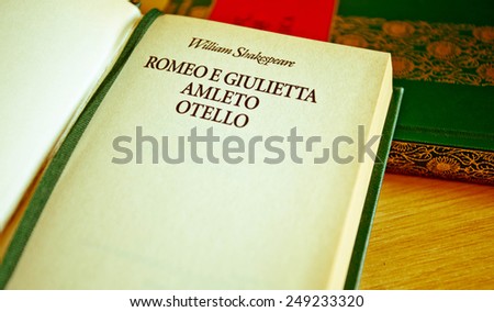 William Shakespeare literature: Romeo and Juliet, Othello, Hamlet