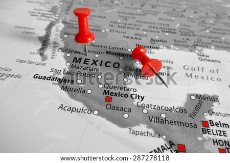 Red marker over Mexico