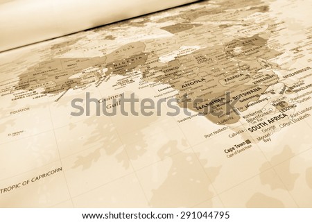 Africa geographical view, sepia effect