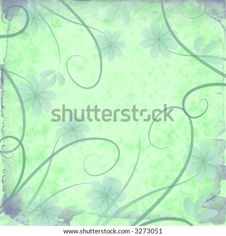 Green floral and scroll background