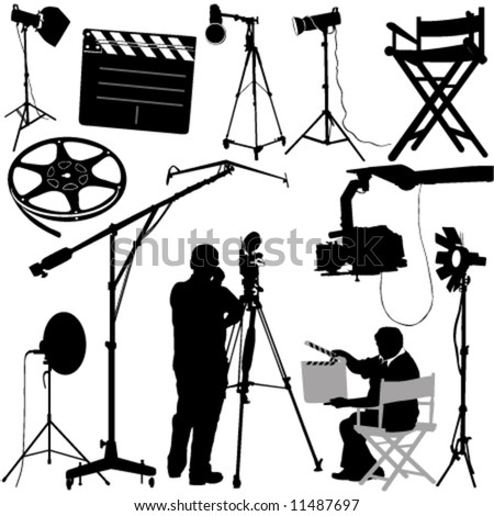 film objects and cameraman vector