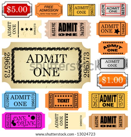 set of ticket admit one vector