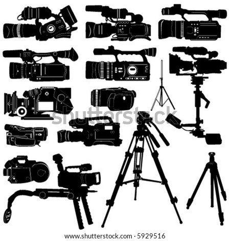 camera and tripod vector