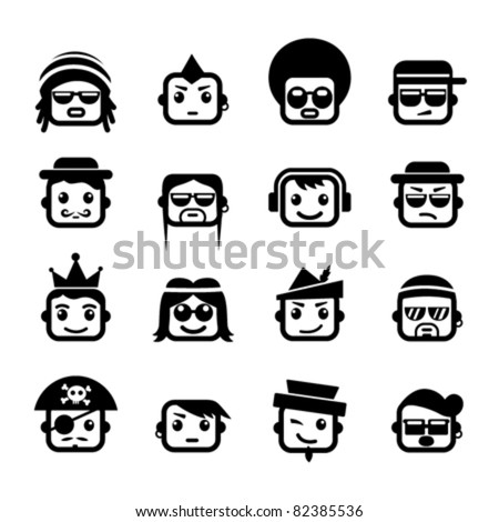 Smiley faces. men characters