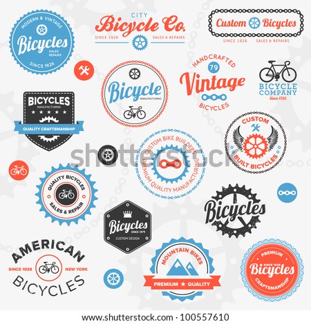 Set of vintage and modern bicycle shop logo badges and labels
