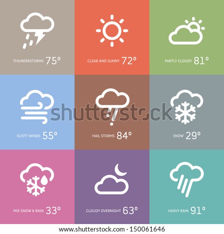 Set of weather and storm symbol icons