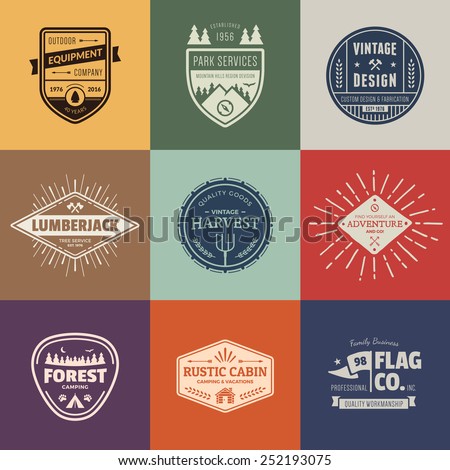 Set of retro vintage badges and label logo graphics