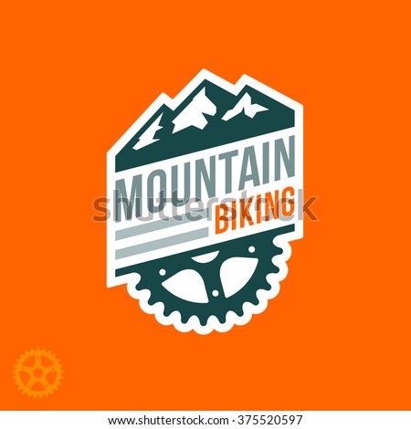 Mountain biking badge logo with graphic accents
