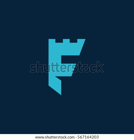 Letter F castle graphic icon security fort logo