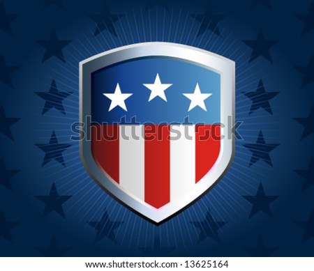 American Flag Inlay On Shield Emblem With Star Background Stock Vector ...