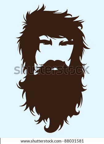 Bearded Man Silhouette Illustration With Long Hair - 88031581 ...