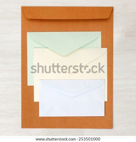 A set of blank envelopes different size and color view 1