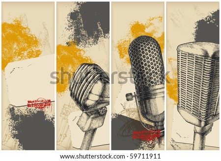 Microphone drawing banners