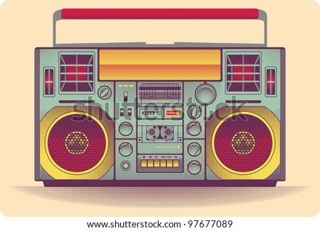 Vintage boombox banner