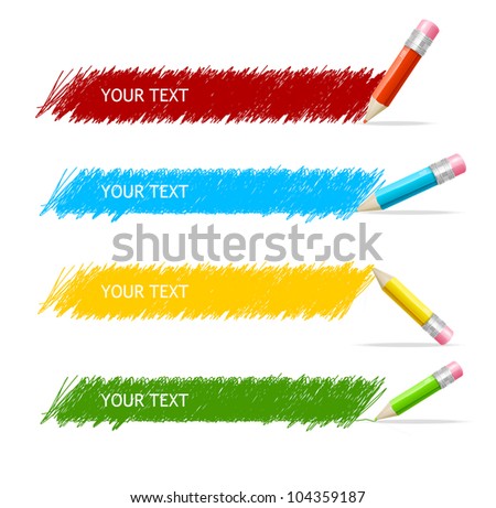 Vector colorful text box and pencils