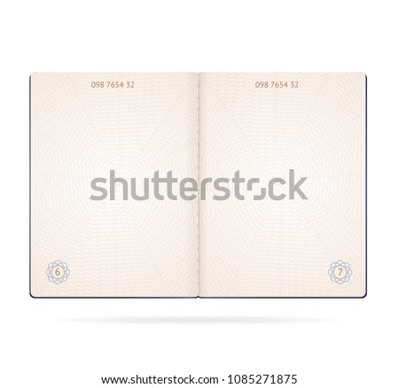 Realistic Detailed 3d Passport Blank Open Page Sheet Isolated on White Background . Vector illustration of Layout Template