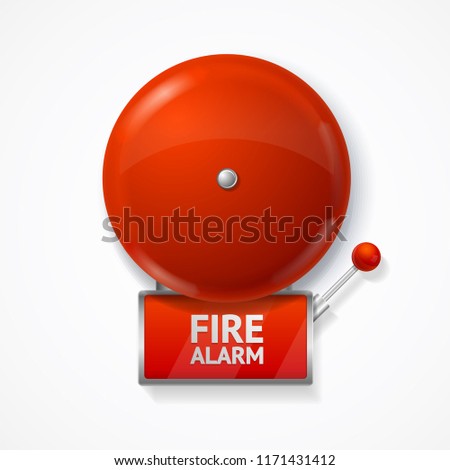 Realistic Detailed 3d Red School, Fire or Alarm Bell Set Isolated on a White Background. Vector illustration