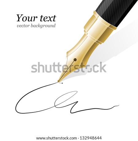 Vector Close up of a fountain pen and signature