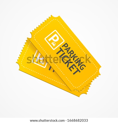 Realistic 3d Detailed Yellow Paper Parking Tickets Set. Vector illustration of Service Park Ticket Document Concept