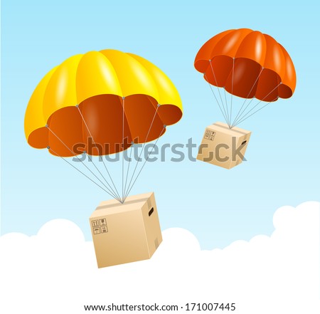 Vector parachute background. Air shipping concept