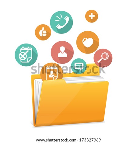 Yellow file folder icon and flat icons