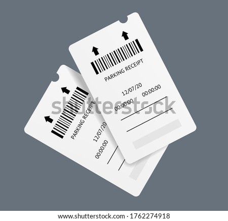 Realistic Detailed 3d Service Parking Tickets Empty Template Mockup Set on a Grey. Vector illustration of Ticket