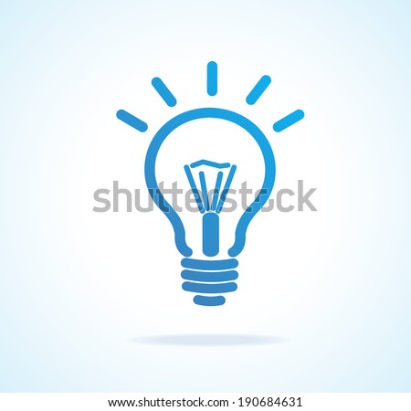 Vector Light bulb icon blue. Isolated on white