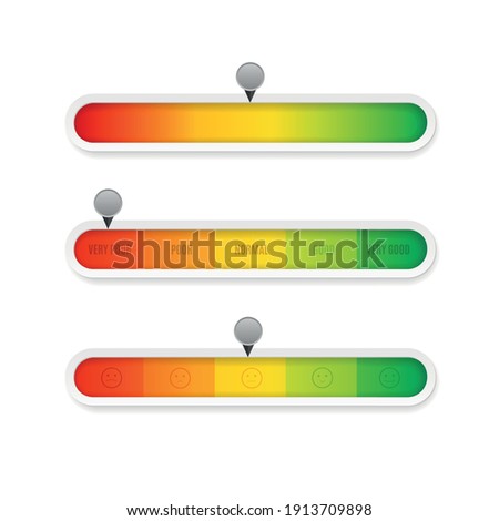 Realistic Detailed 3d Color Gradient Horizontal Level Indicator Set Symbol of Measurement Progress. Vector illustration