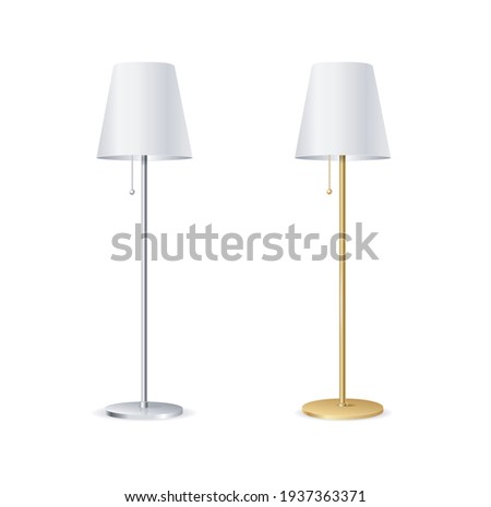 Realistic Detailed 3d Lamps Floor Set Tall Lantern. Vector illustration of Electric Torchere for Room Interior
