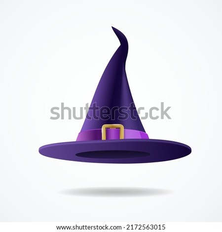 Realistic Detailed 3d Witch and Wizards Hat with Belt Isolated on a White Background. Vector illustration of Magic Cap
