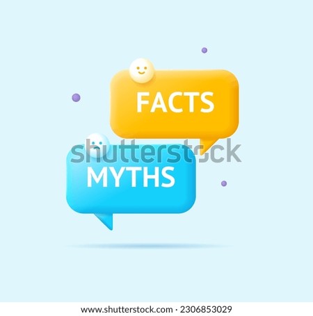 3d Myths vs Facts Banner Concept Cartoon Style with Different Speech Bubbles. Vector illustration of Lie or True