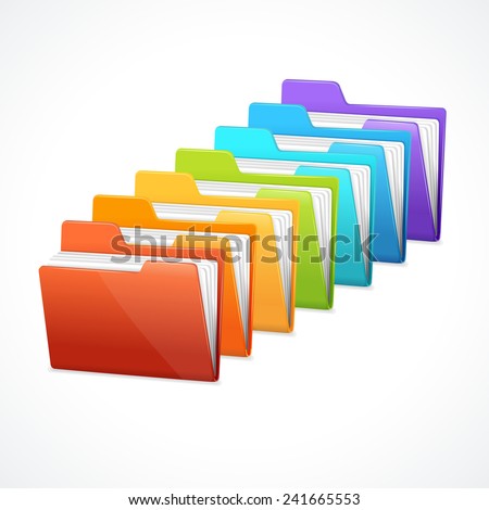 Vector many rainbow folders on the white background