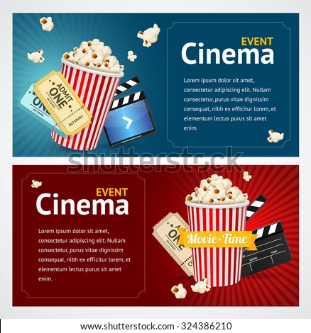 Realistic Cinema Movie Poster Template. Horizontal Set. Vector illustration