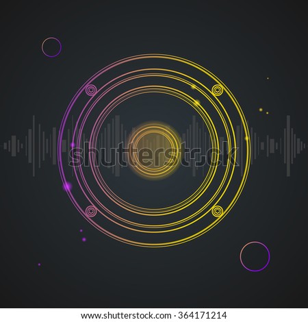 Music Background Colorful Outline Loudspeaker on a Dark. Vector illustration