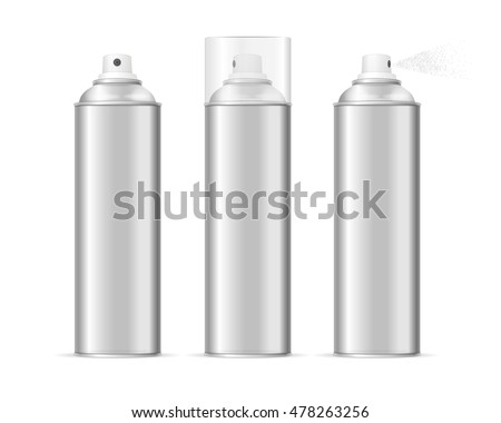 Aluminium Spray Can Template Blank Set. Different Types Vector illustration