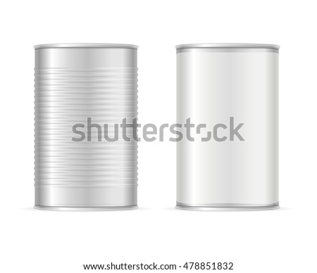Set of Metallic Tin Cans. Vector illustration