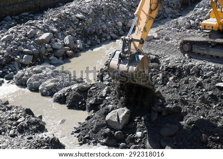 Gravel excavated in the mainstream of the river