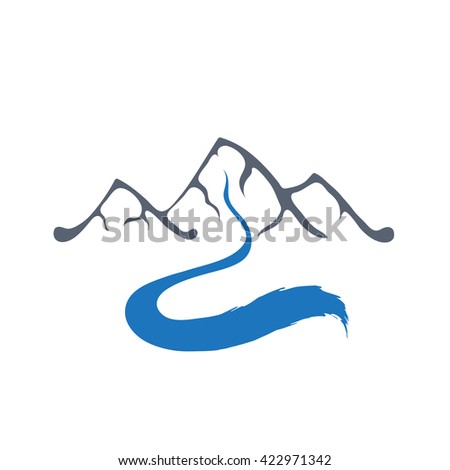 Mountain river, vector logo illustration.