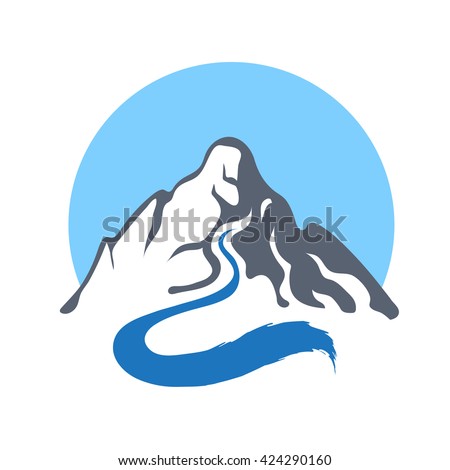 Mountain river, vector logo illustration.