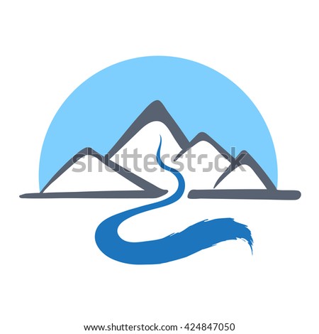 Mountain river, vector logo illustration.