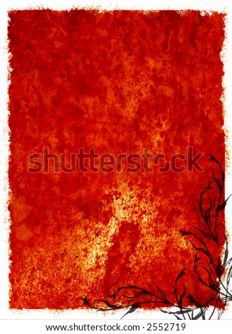 red grunge background with floral silhouette