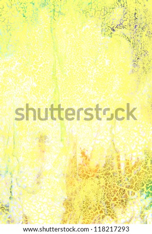 Abstract textured background: blue, green, and yellow patterns. For art texture, grunge design, and vintage paper / border frame