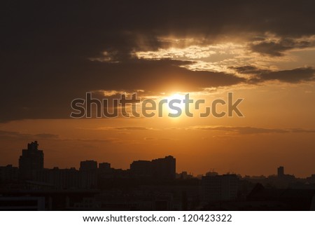 Sunrise at city. Kiev. Ukraine.