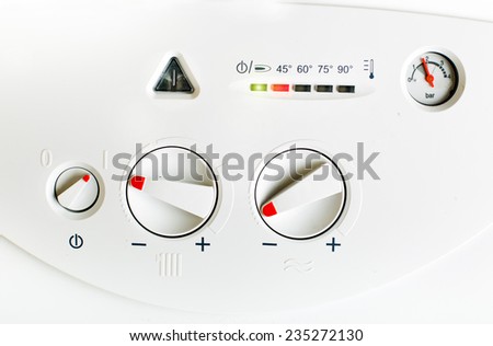Detail of control panel of house heating boiler