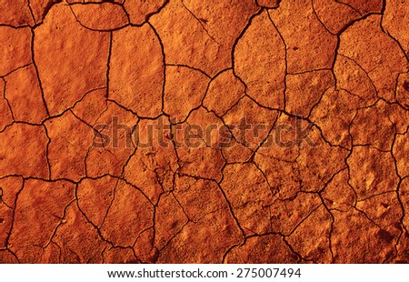 Abstract texture of red-hot cracked dirt as background