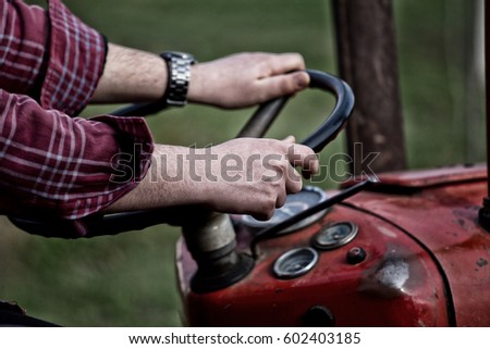 Similar – Image, Stock Photo Tractor steering wheel