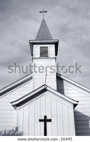 A small community church. It is the same as another shot I loaded only this is in b&w.