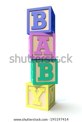 A Stack Of Four Regular Baby Blocks In Various Colors Spelling Out The ...